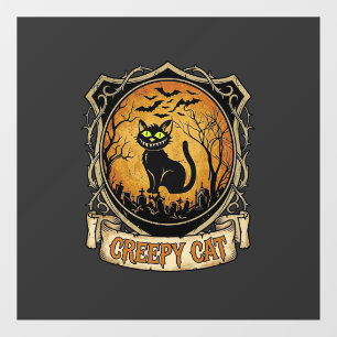 Creepy Cat Halloween Black Graveyard Bats Window Cling