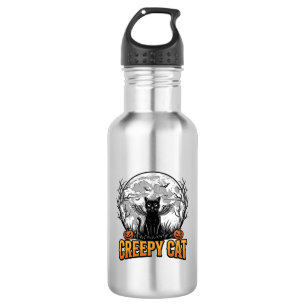 Creepy Cat Halloween Vintage Engraving Design_1 532 Ml Water Bottle