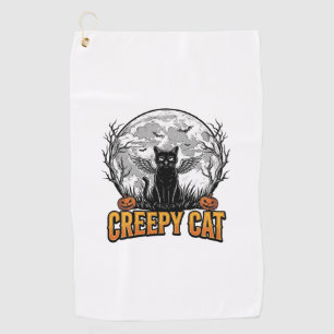 Creepy Cat Halloween Vintage Engraving Design_1 Golf Towel