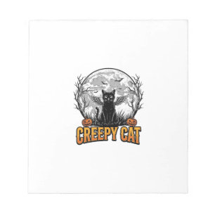 Creepy Cat Halloween Vintage Engraving Design_1 Notepad