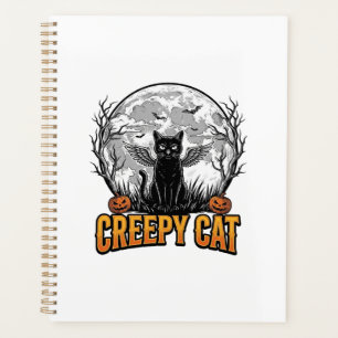 Creepy Cat Halloween Vintage Engraving Design_1 Planner