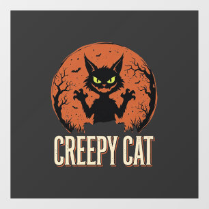 Creepy Cat Halloween Vintage Moon Graphic Window Cling