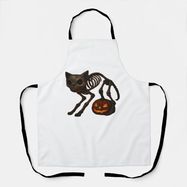 Creepy Cat Skeleton Halloween Gift Classic T-Shirt Apron (Front)