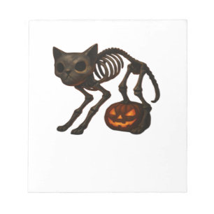 Creepy Cat Skeleton Halloween Gift Classic T-Shirt Notepad
