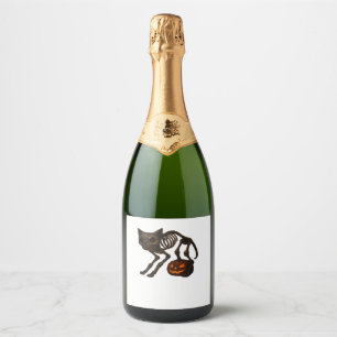 Creepy Cat Skeleton Halloween Gift Classic T-Shirt Sparkling Wine Label
