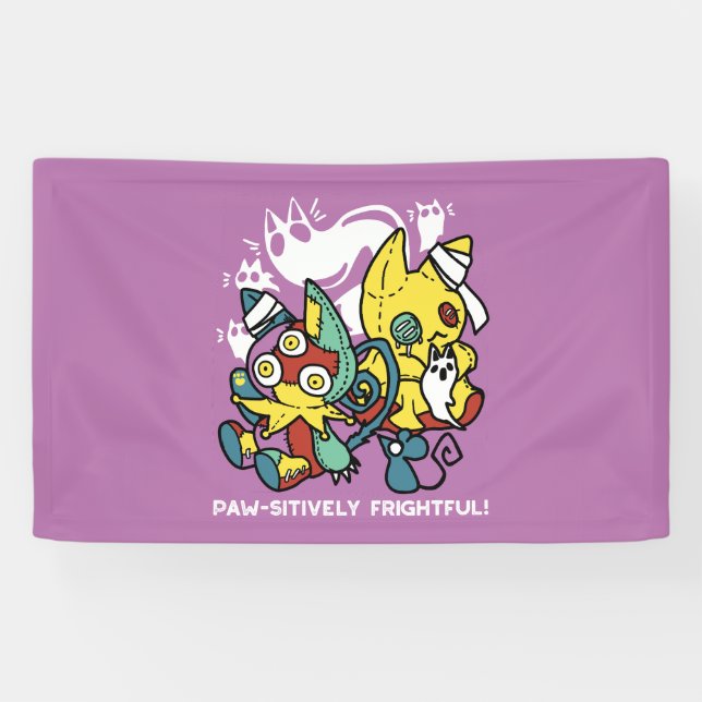 Creepy Cats Halloween Art: Paw-sitively Frightful Banner (Horizontal)