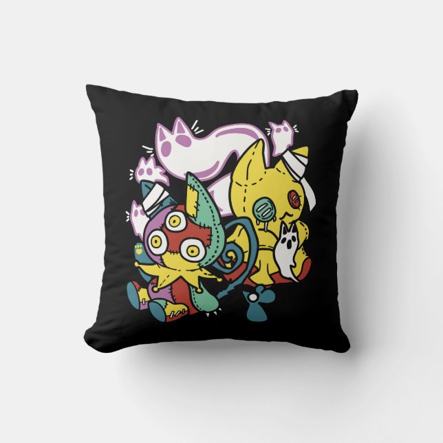 Creepy Cats Halloween Art: Paw-sitively Frightful Cushion (Front)