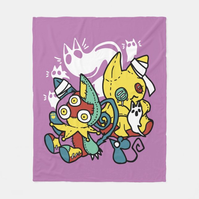 Creepy Cats Halloween Art: Paw-sitively Frightful Fleece Blanket (Front)