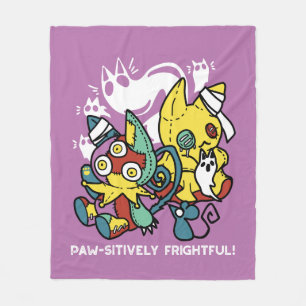 Creepy Cats Halloween Art: Paw-sitively Frightful Fleece Blanket