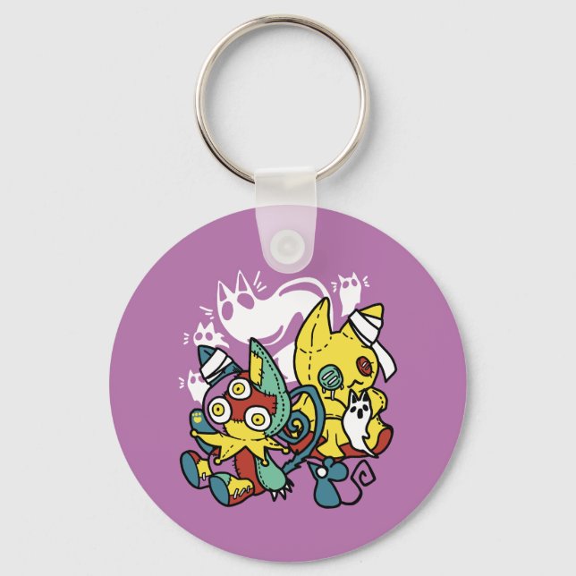 Creepy Cats Halloween Art: Paw-sitively Frightful Key Ring (Front)