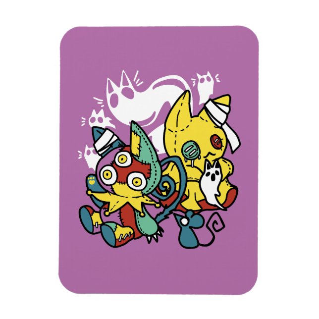 Creepy Cats Halloween Art: Paw-sitively Frightful Magnet (Vertical)