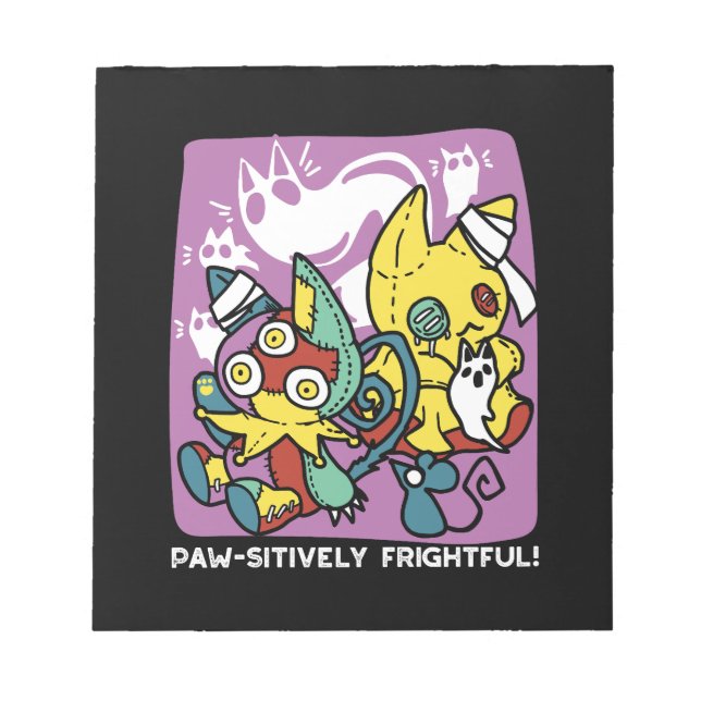 Creepy Cats Halloween Art: Paw-sitively Frightful Notepad (Front)