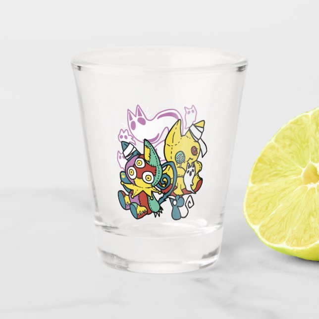 Creepy Cats Halloween Art: Paw-sitively Frightful Shot Glass (Front)