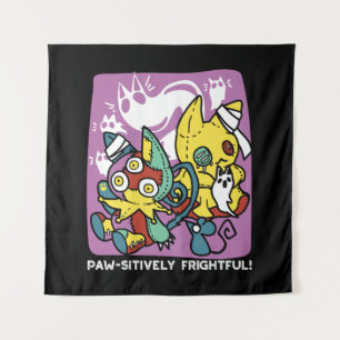 Creepy Cats Halloween Art: Paw-sitively Frightful Tapestry
