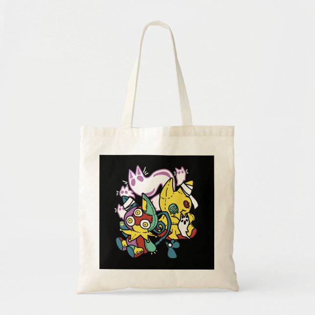 Creepy Cats Halloween Art: Paw-sitively Frightful Tote Bag (Front)