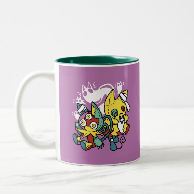 Creepy Cats Halloween Art: Paw-sitively Frightful Two-Tone Coffee Mug (Left)