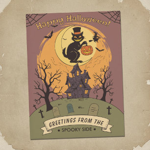Creepy Cemetery - Halloween Scene Postcard