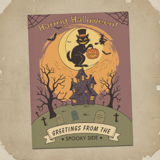 Creepy Cemetery - Halloween Scene Postcard