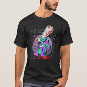 Creepy Chainsaw Animal Scary Vaporwave Art Spooky T-Shirt