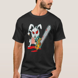 Creepy Chainsaw Bunny Goth Gothic Halloween Horror T-Shirt