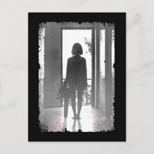 Creepy Chainsaw Girl Horror Dark Art Postcard