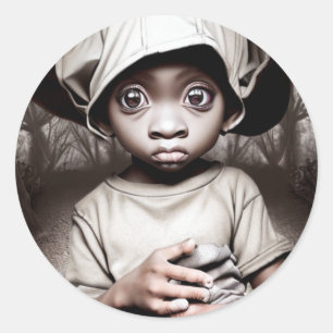 Creepy Chibi Ethnic Boy with Pumpkin Halloween Classic Round Sticker