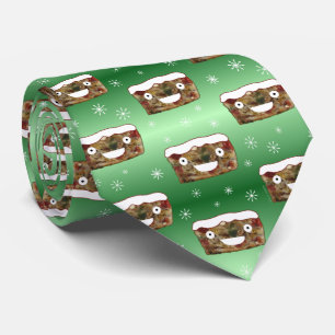Creepy Christmas Fruitcake Pattern Green Tie