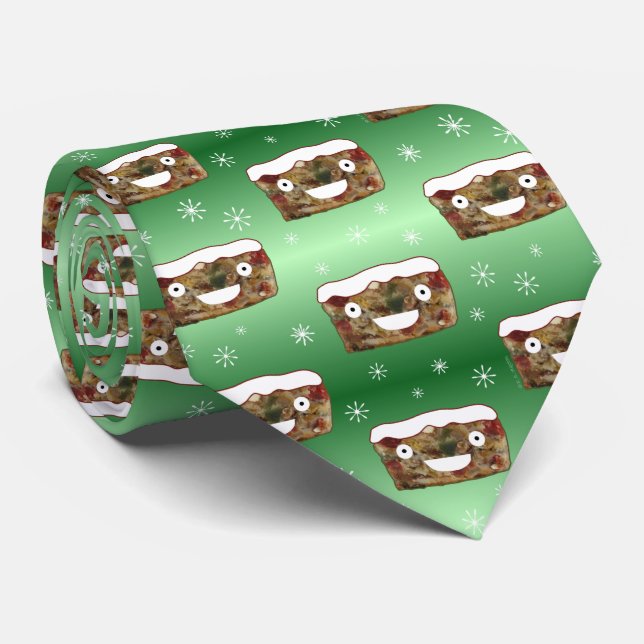 Creepy Christmas Fruitcake Pattern Green Tie (Rolled)