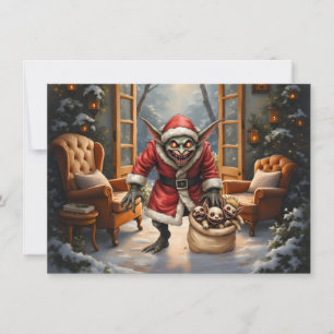 Creepy Christmas Goblin – Dark Fantasy Evil Santa  Card