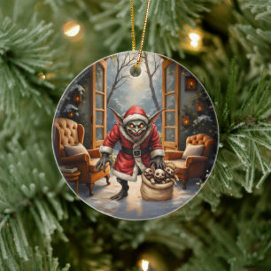 Creepy Christmas Goblin – Dark Fantasy Evil Santa Ceramic Tree Decoration