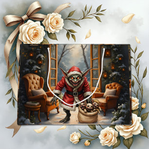 Creepy Christmas Goblin – Dark Fantasy Evil Santa  Large Gift Bag