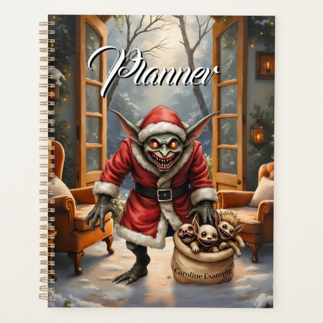 Creepy Christmas Goblin – Dark Fantasy Evil Santa  Planner (Front)