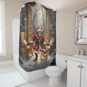 Creepy Christmas Goblin – Dark Fantasy Evil Santa  Shower Curtain