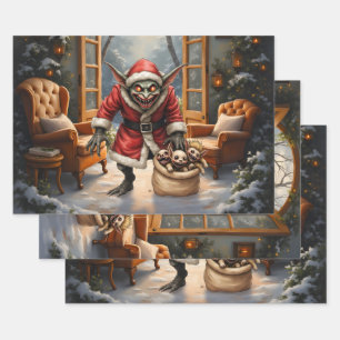 Creepy Christmas Goblin – Dark Fantasy Evil Santa  Wrapping Paper Sheet