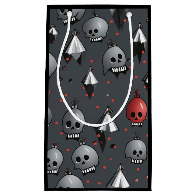 Creepy Christmas Skull Gift Bag (Black) (Front)