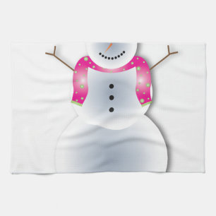 creepy christmas snowman tea towel