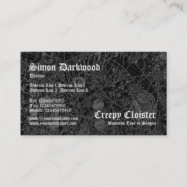 Creepy Cloister 01 - Abstact Tex - Black Business Card (Front)