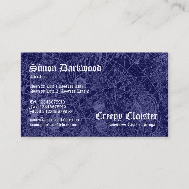 Creepy Cloister 01 - Abstact Tex - Dark Blue Business Card (Front)