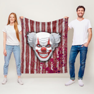 Creepy Clown Carnival Halloween Fleece Blanket