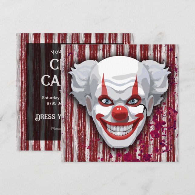 Creepy Clown Carnival Halloween Invitation (Front/Back)