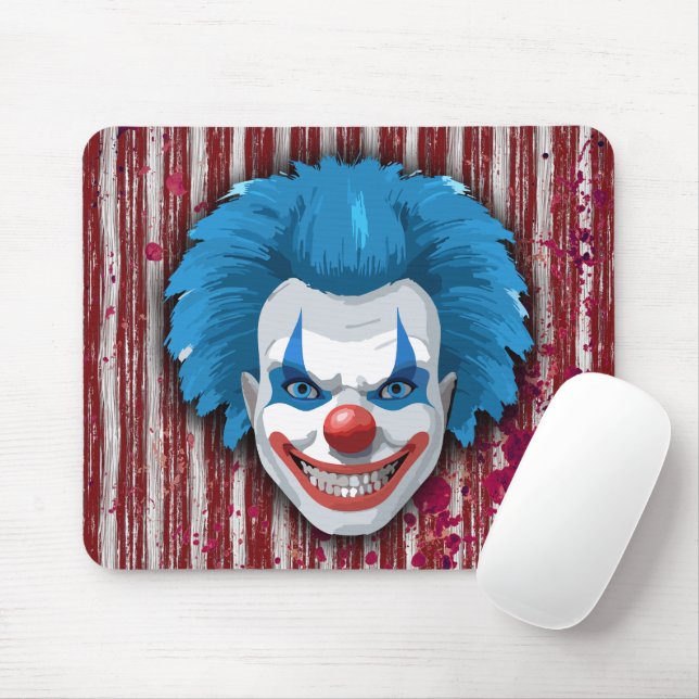 Creepy Clown Carnival Halloween Mouse Mat (With Mouse)