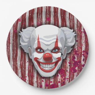 Creepy Clown Carnival Halloween Paper Plate