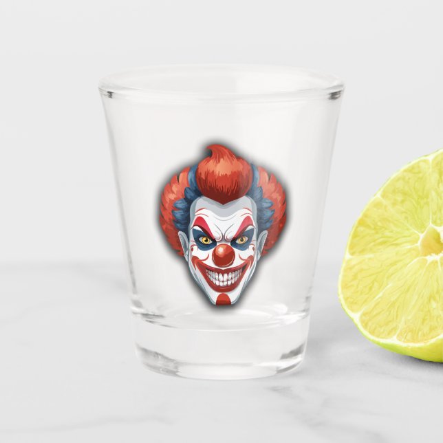 Creepy Clown Carnival Halloween Shot Glass (Front)