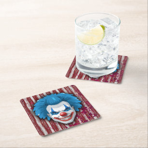 Creepy Clown Carnival Halloween Square Paper Coaster