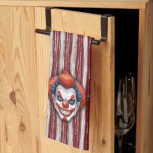 Creepy Clown Carnival Halloween Tea Towel