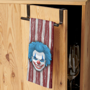 Creepy Clown Carnival Halloween Tea Towel