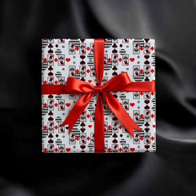 Creepy Clown Circus Horror Halloween  Wrapping Paper (Creepy clown circus gift wrap in red, black and white, perfect for spooky Halloween gifts.)