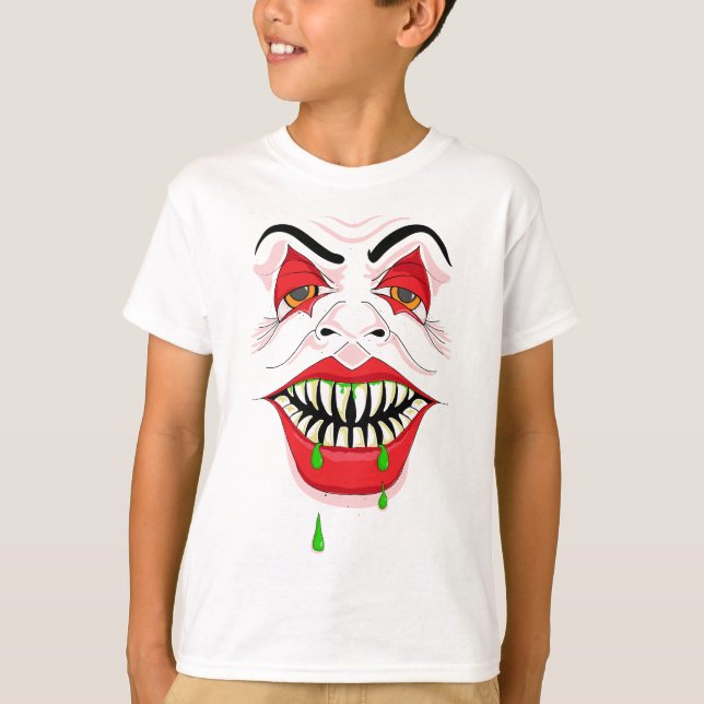 Creepy Clown Face Halloween T-Shirt (Front)