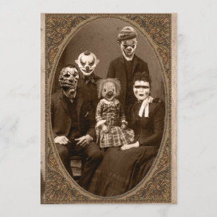 Creepy Clown Family Halloween Party Invitation