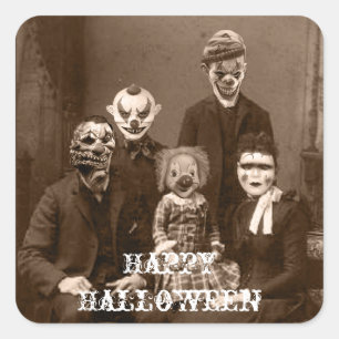 Creepy Clown Family Halloween Sticker